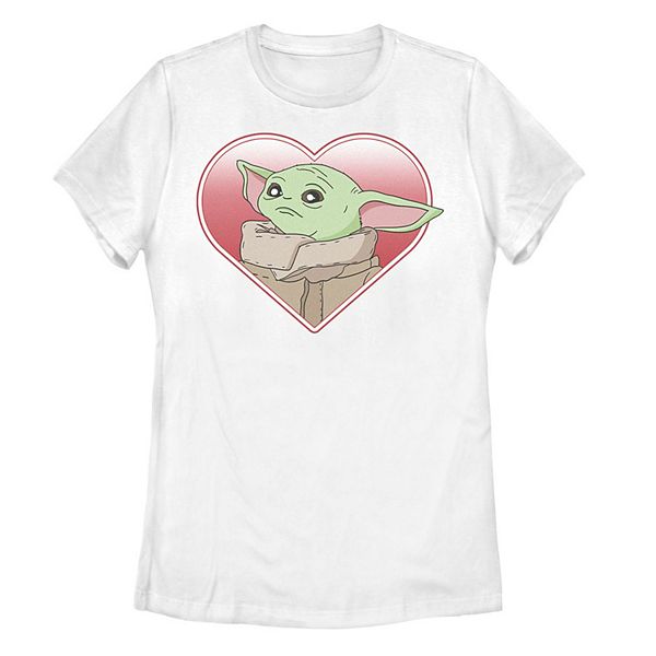 Juniors Star Wars The Mandalorian The Child Aka Baby Yoda Valentine Heart Tee