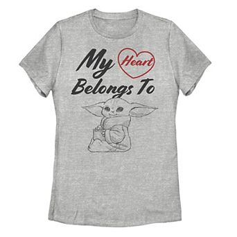 Juniors' Star Wars The Mandalorian "My Heart Belongs To" The Child aka Baby Yoda Tee