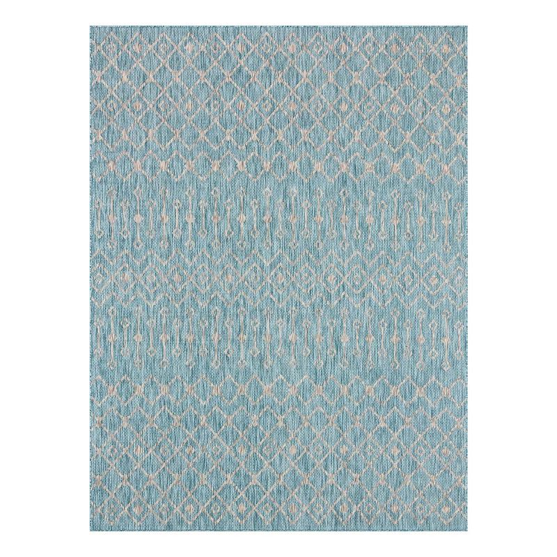 Unique Loom Outdoor Tribal Trellis Rug, Blue, 7X10 Ft