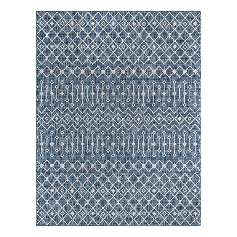 Unique Loom Outdoor Tribal Trellis Rug, Blue, 8Ft Rnd