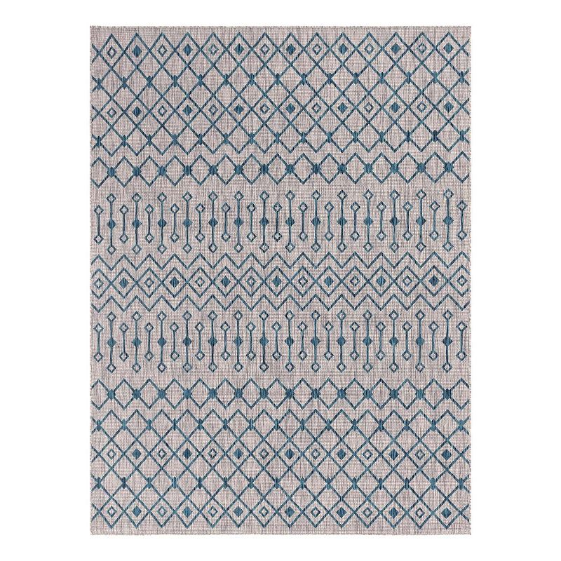 Unique Loom Outdoor Tribal Trellis Rug, Grey, 9X12 Ft