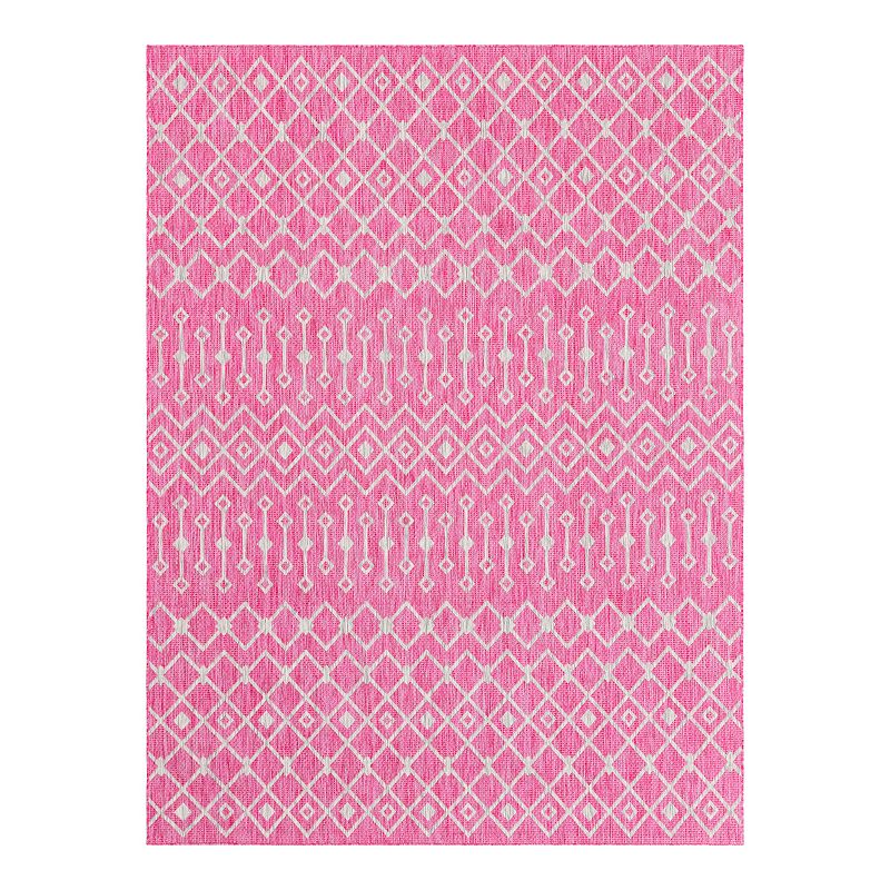 Unique Loom Outdoor Tribal Trellis Rug, Pink, 9X12 Ft