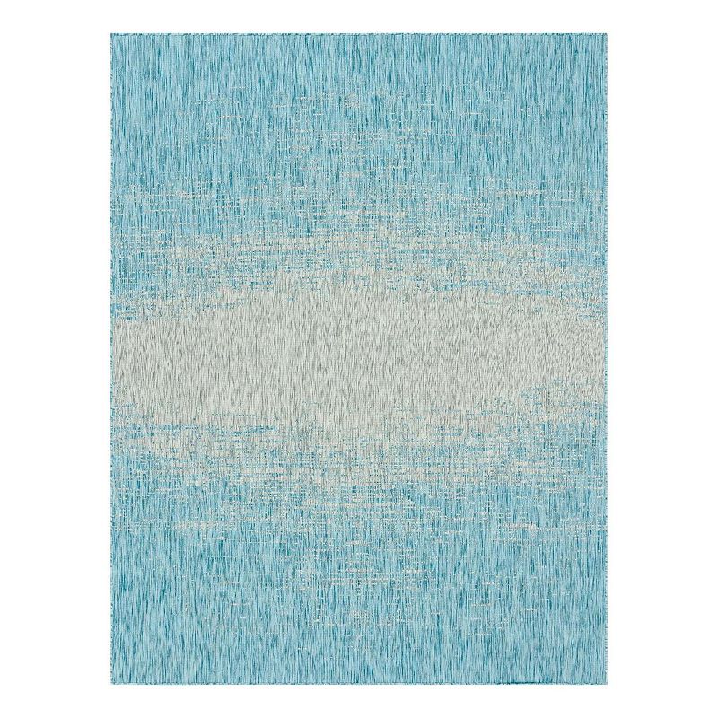 Unique Loom Ombre Outdoor Rug, Blue, 9X12 Ft