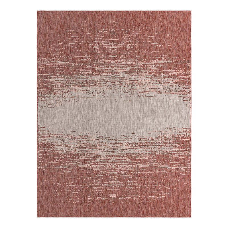 Unique Loom Ombre Outdoor Rug, Red, 7X10 Ft