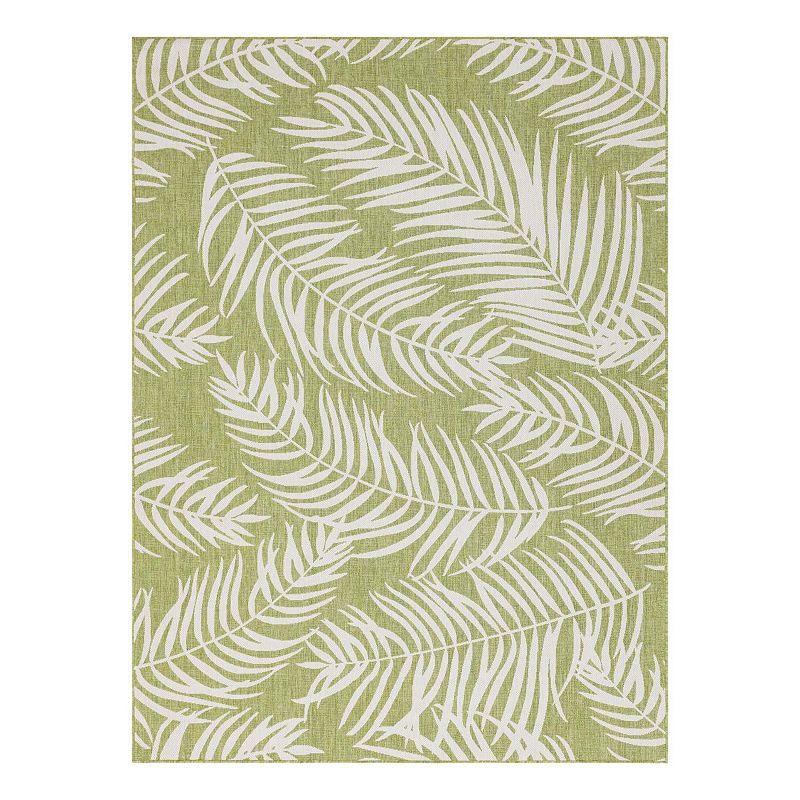 Unique Loom Outdoor Palm Rug, Green, 7X10 Ft
