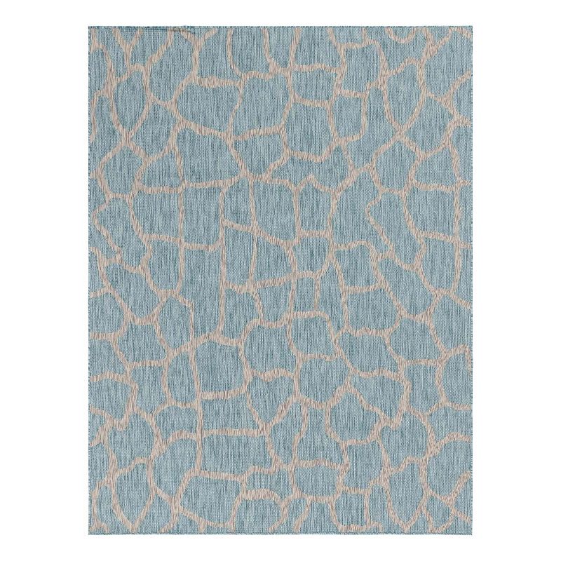 Unique Loom Giraffe Outdoor Rug, Blue, 8X11.5 Ft