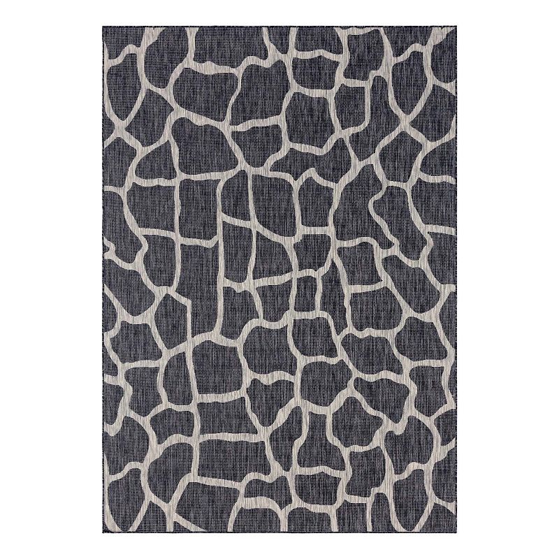 Unique Loom Giraffe Outdoor Rug, Grey, 9X12 Ft