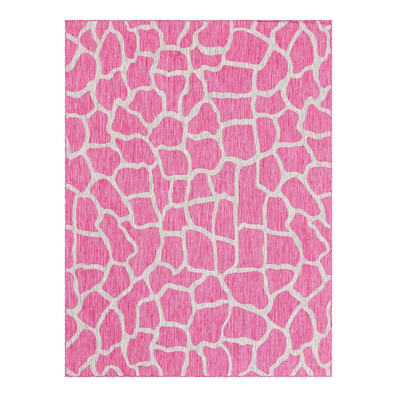 Unique Loom Giraffe Outdoor Rug, Pink, 9X12 Ft