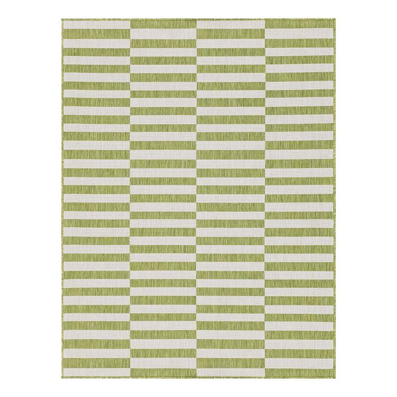 Unique Loom Outdoor Striped Rug, Green, 9X12 Ft