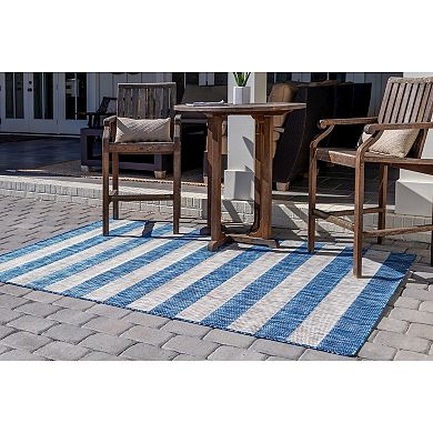 Unique Loom Distressed Stripe Outdoor Rug