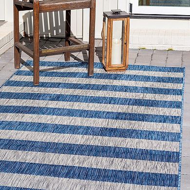 Unique Loom Distressed Stripe Outdoor Rug