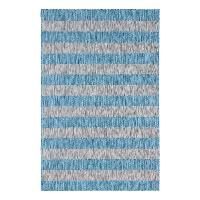 Unique Loom Distressed Stripe Outdoor Rug, Blue, 9X12 Ft