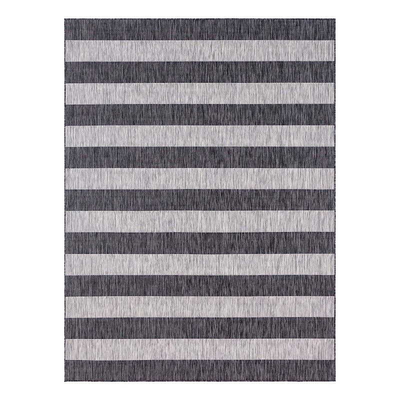 Unique Loom Distressed Stripe Outdoor Rug, Grey, 9X12 Ft