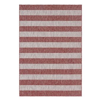 Unique Loom Distressed Stripe Outdoor Rug
