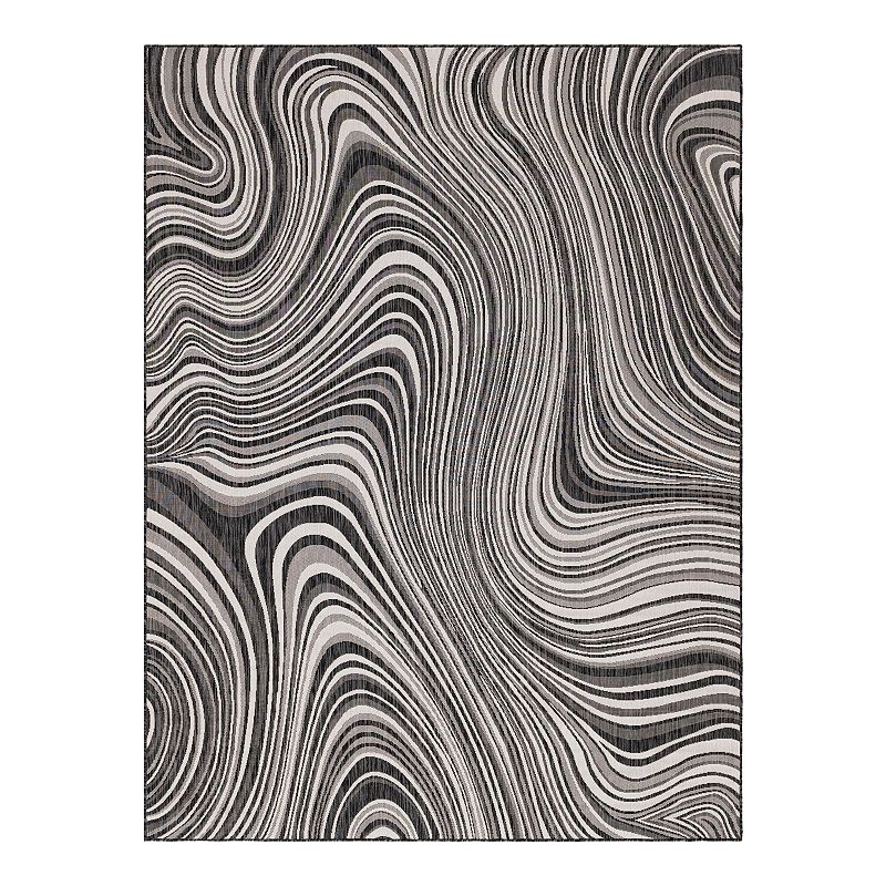 Unique Loom Outdoor Pool Rug, Grey, 8X11.5 Ft