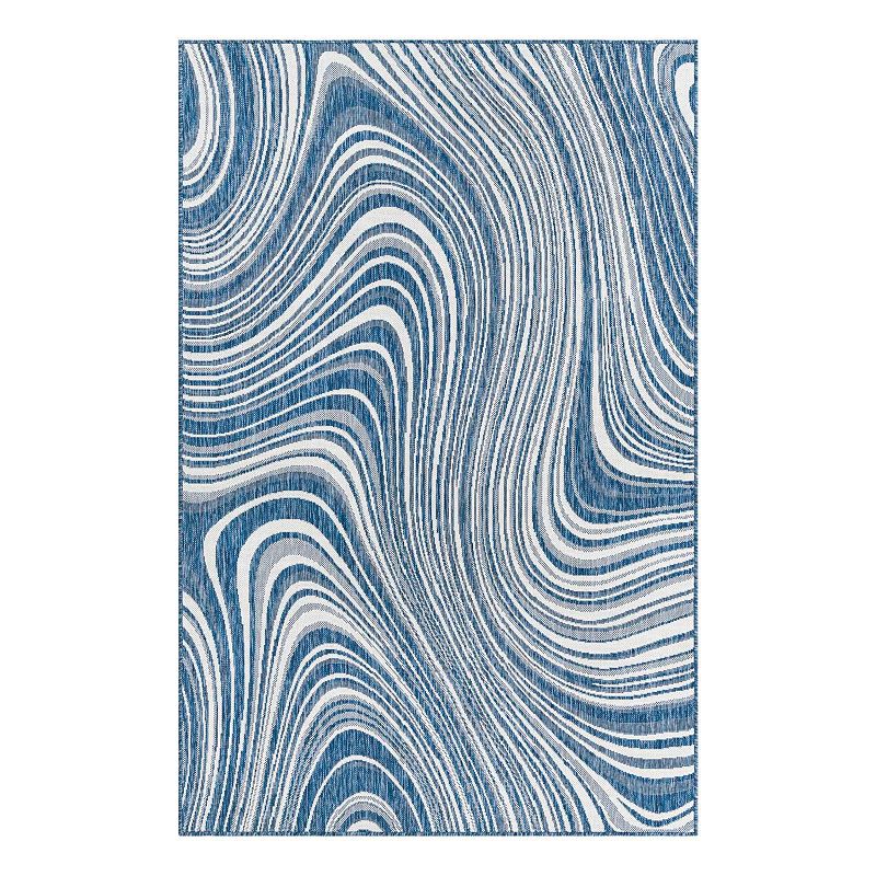 Unique Loom Outdoor Pool Rug, Blue, 8X11.5 Ft