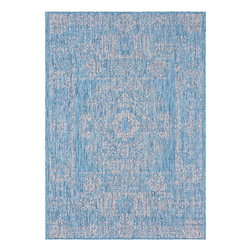 Unique Loom Timeworm Outdoor Rug, Blue, 9X12 Ft