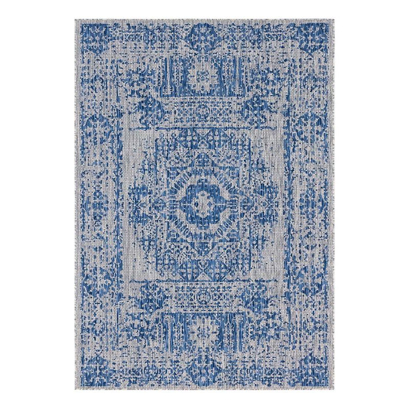 Unique Loom Timeworm Outdoor Rug, Blue, 9X12 Ft