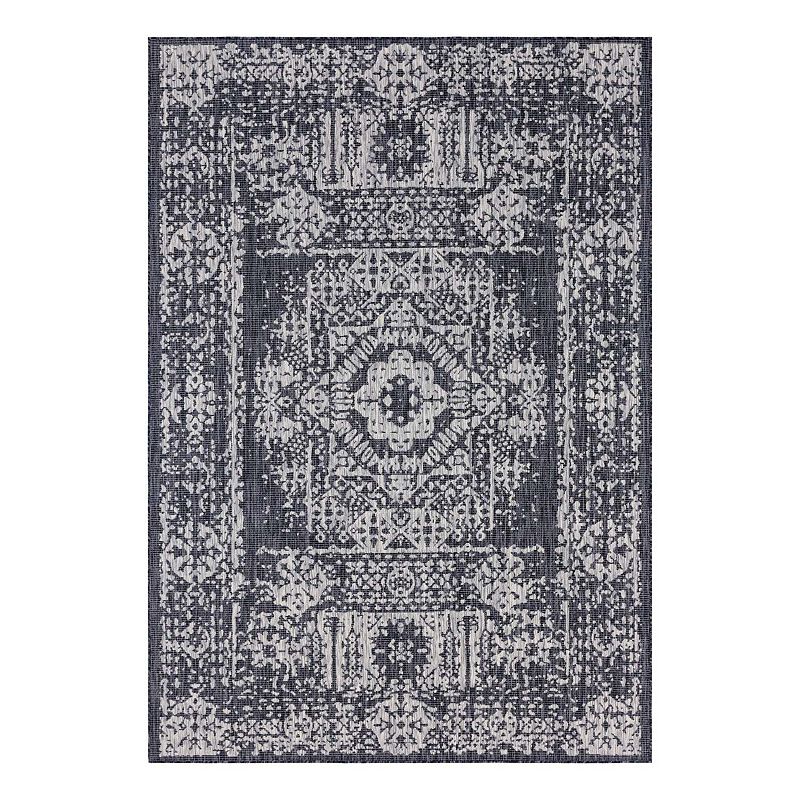 Unique Loom Timeworm Outdoor Rug, Grey, 7X10 Ft