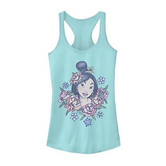 Juniors' Disney's Mulan Floral Portrait Tank Top