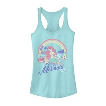 Juniors' Disney's Little Mermaid Pastel Rainbow Retro Graphic Tank Top