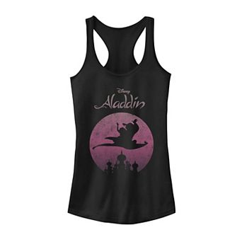 Juniors' Disney's Aladdin & Jasmine Silhouette Over Agrabah Vintage Graphic Tank Top