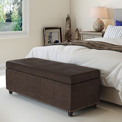 Simpli Home Kingsley Transitional Storage Ottoman