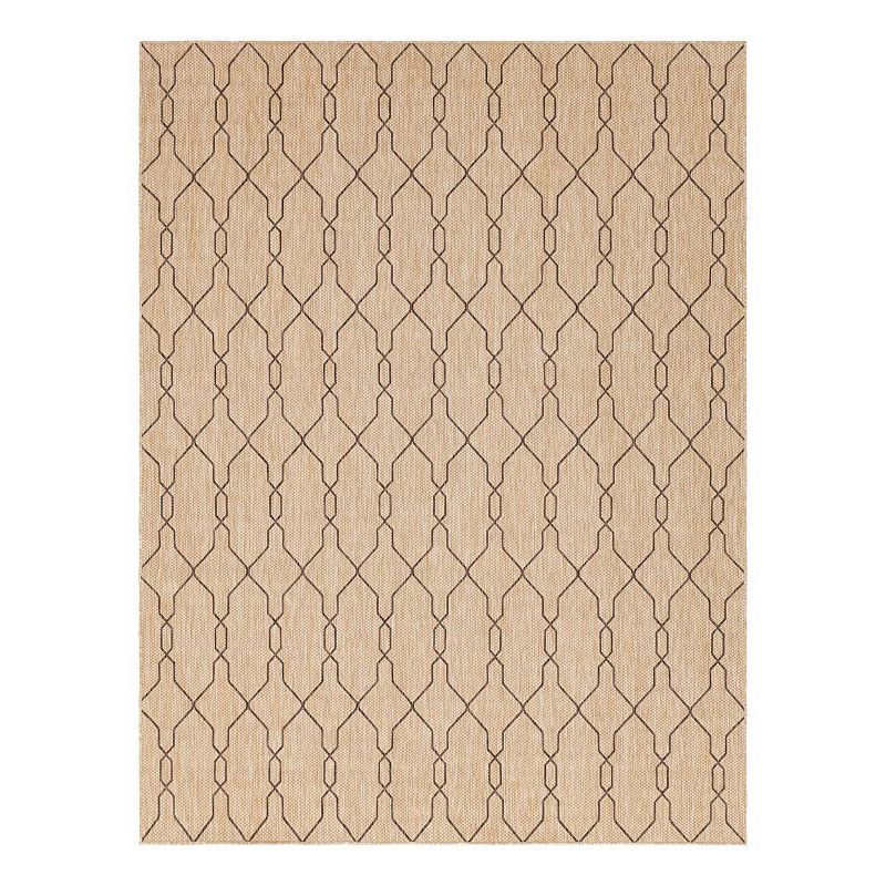 Unique Loom Links Trellis Indoor Outdoor Rug, Beig/Green, 9X12 Ft