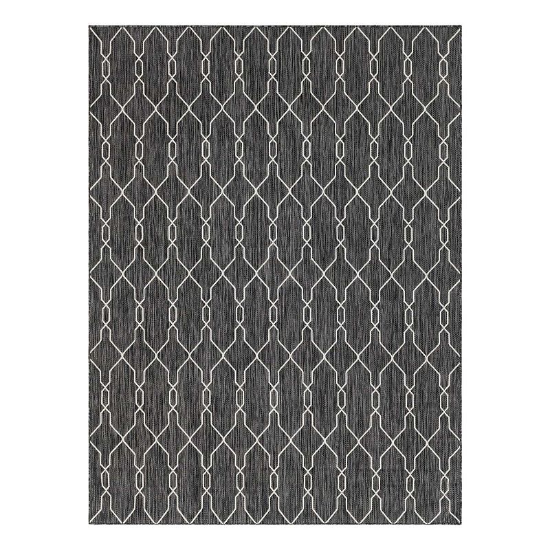 Unique Loom Links Trellis Indoor Outdoor Rug, Grey, 9X12 Ft
