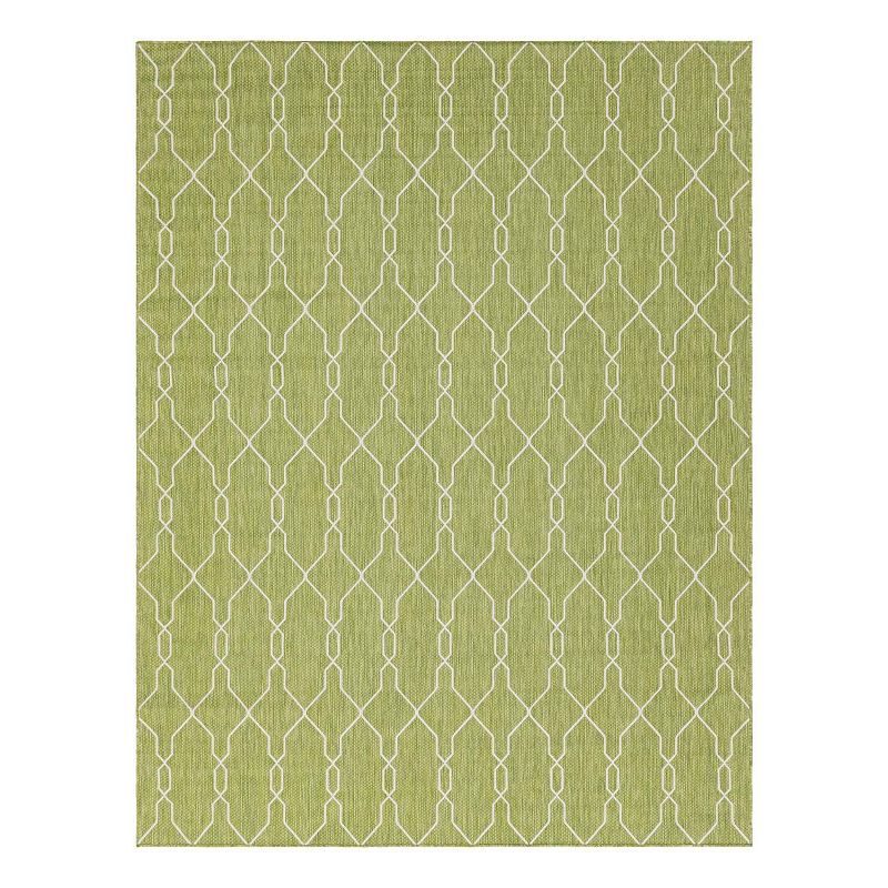 Unique Loom Links Trellis Indoor Outdoor Rug, Green, 9X12 Ft