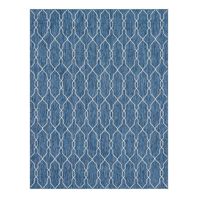 Unique Loom Links Trellis Indoor Outdoor Rug, Blue, 7X10 Ft