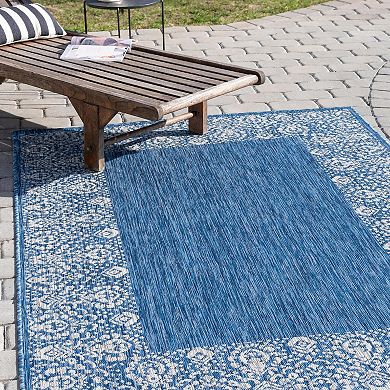 Unique Loom Indoor Outdoor Floral Border Rug