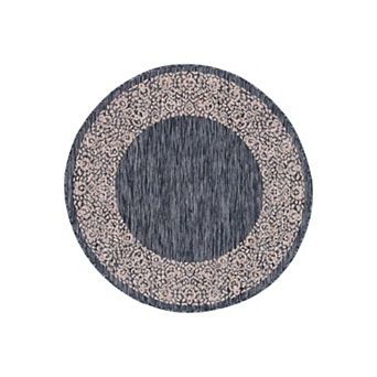 Unique Loom Indoor Outdoor Floral Border Rug