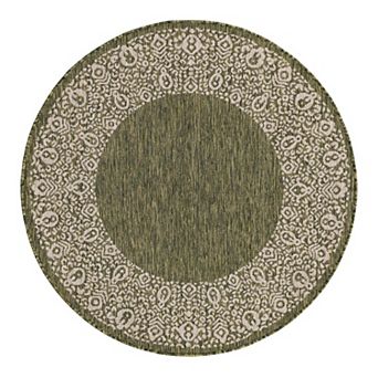 Unique Loom Indoor Outdoor Floral Border Rug