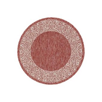 Unique Loom Indoor Outdoor Floral Border Rug