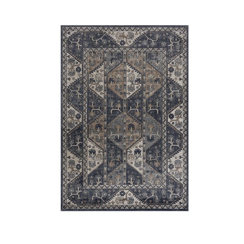 Madison Park Mila Vienna Tiled Border Area Rug, Blue, 3X7 Ft