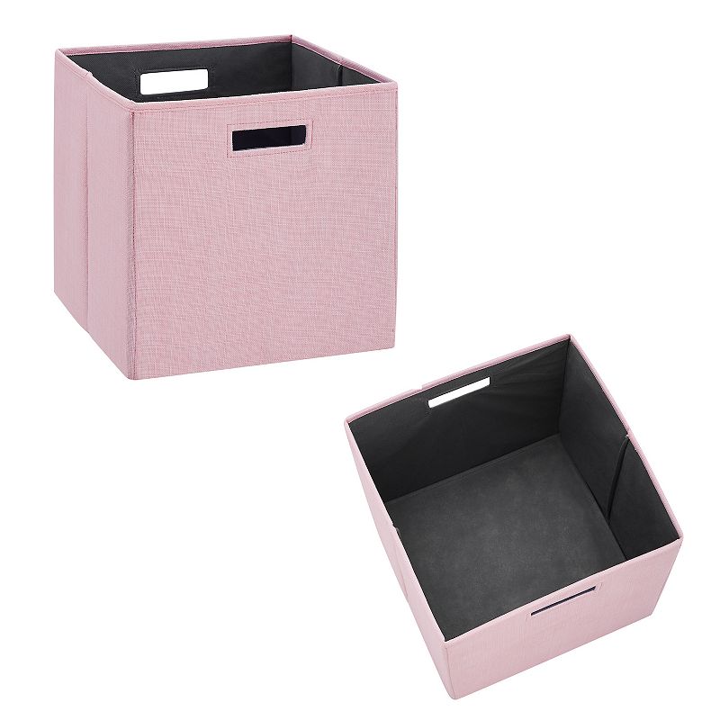 Linon Folding Storage Bin 2-piece Set, Pink