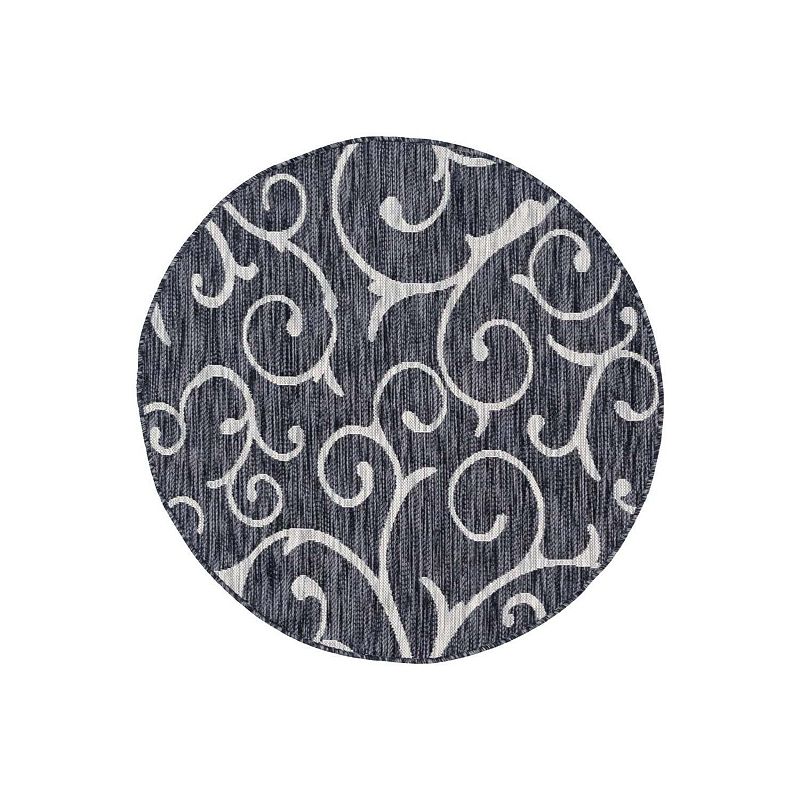 Unique Loom Curl Indoor Outdoor Rug, Grey, 9X12 Ft