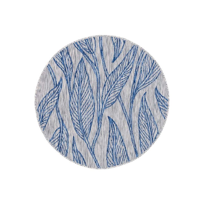 Unique Loom Leaf Indoor Outdoor Rug, Grey, 8X11.5 Ft