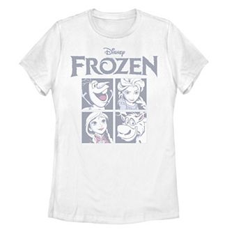 Juniors' Disney's Frozen Blue Hue Character Portrait Grid Tee