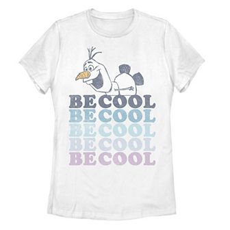 Juniors' Disney's Frozen 2 Olaf "Be Cool" Colorful Word Stack Tee