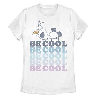 Juniors' Disney's Frozen 2 Olaf "Be Cool" Colorful Word Stack Tee