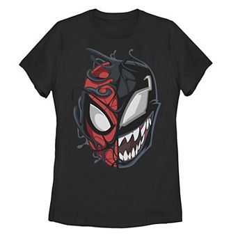 Juniors' Marvel Spider-Man Peter Venom Split Face Tee