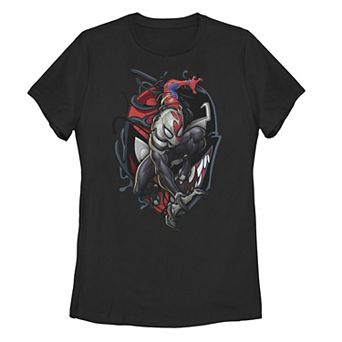 Juniors' Marvel's Spider-Man & Venom Big Face Mashup Tee