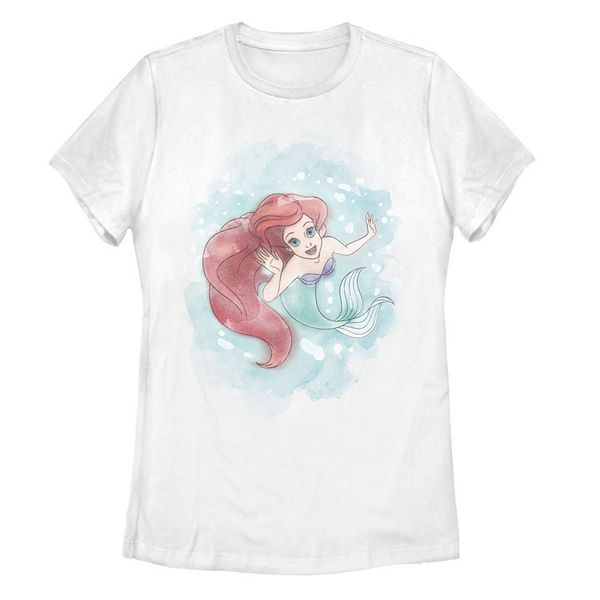 Juniors Disney Little Mermaid Ariel Watercolor Twerl Tee