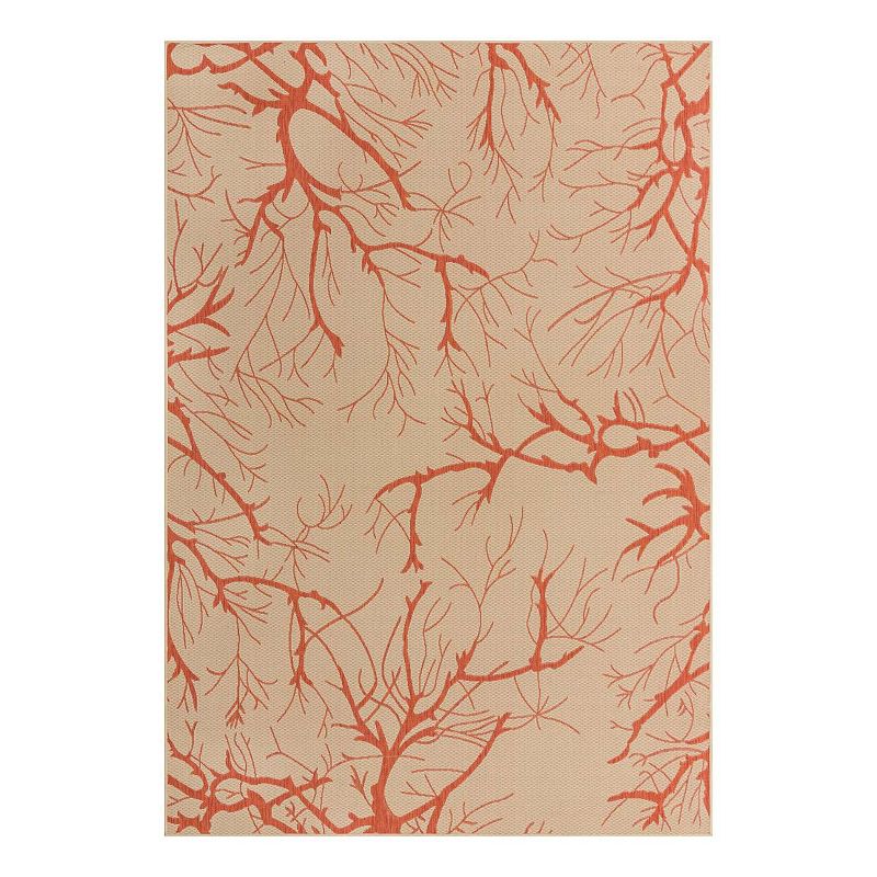 Unique Loom Branch Indoor Outdoor Area Rug, Beig/Green, 8X11.5 Ft