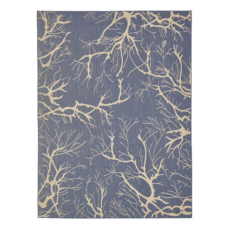 Unique Loom Branch Indoor Outdoor Area Rug, Blue, 9X12 Ft