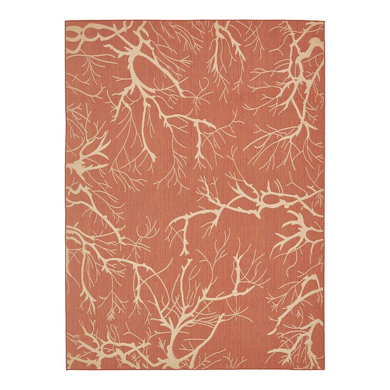 Unique Loom Branch Indoor Outdoor Area Rug, Orange, 7X10 Ft