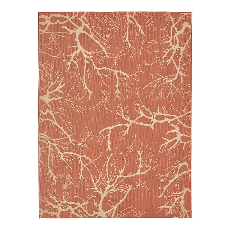 Unique Loom Branch Indoor Outdoor Area Rug, Orange, 8X11.5 Ft