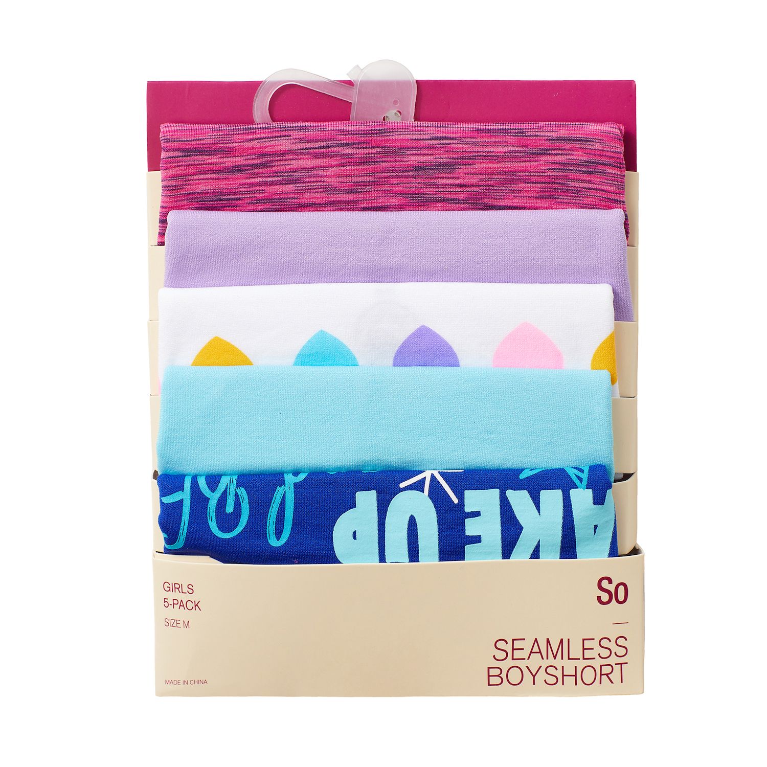 6 Pack Girls Seamless Boxer Shorts – Boyshort Underwear With Heart Design, Multicolor, Microfiber